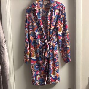 Colorful Floral Tie-Waist Dress